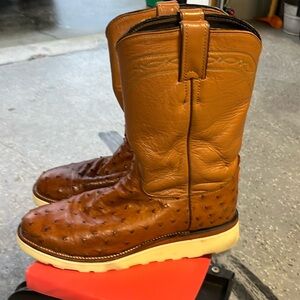 Justin Ostrich Boots with custom made wedge sole.